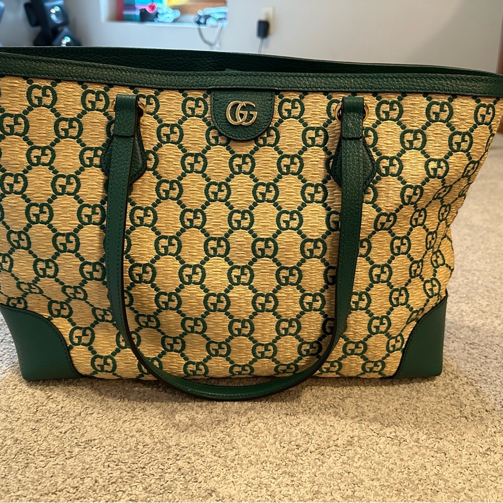 Gucci Green and Tan Women's Tote Bag